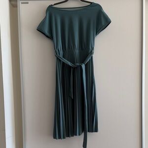 Chic Teal Midi Dress with Tie Waist